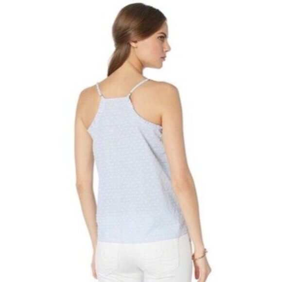 Ann Taylor Loft Blue Sleeveless Lightweight Casual Tiny Bird Print Top Blouse - Picture 5 of 9